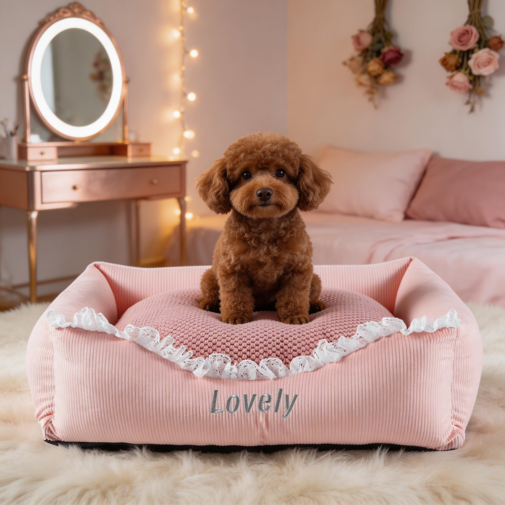 Wagsage pink princess lace pet house, a cozy pet bed with decorative lace details for small dogs or cats.