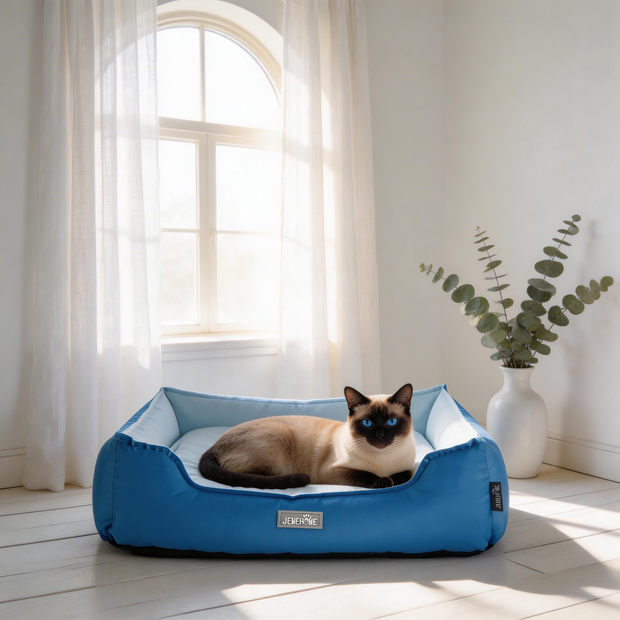 Wagsage blue cooling Oxford pet house, featuring a breathable design and cozy interior for dogs and cats.